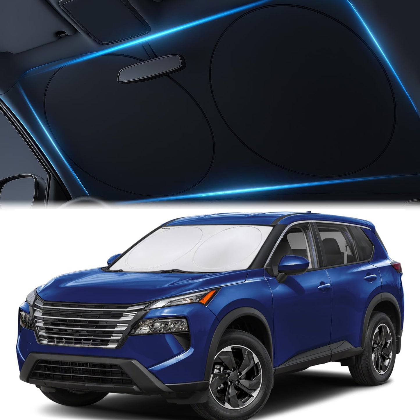 Magnelex Car Windshield Sunshade | Innovative No-Light-Pass Technology for Maximum Protection | Foldable Sun Shade Keeps Your Vehicle Cool | Fit for Cars, Trucks, and SUVs