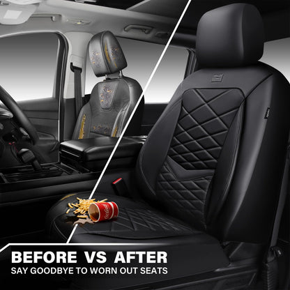 CAR PASS Luxury Nappa Leather Seat Covers with Lumbar Support