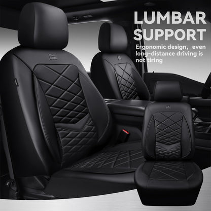 CAR PASS Luxury Nappa Leather Seat Covers with Lumbar Support