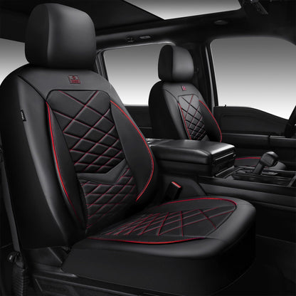 CAR PASS Luxury Nappa Leather Seat Covers with Lumbar Support