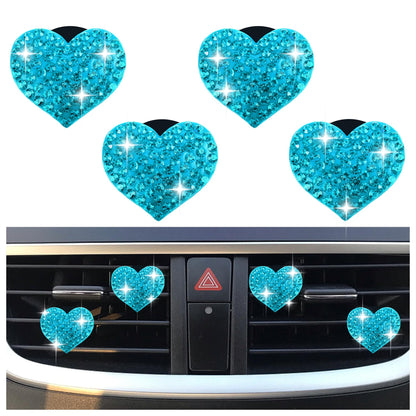 Heart-Shaped Rhinestone Car Vent Clips