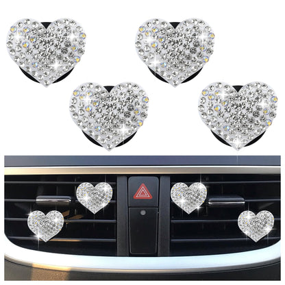 Heart-Shaped Rhinestone Car Vent Clips