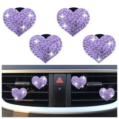 Heart-Shaped Rhinestone Car Vent Clips