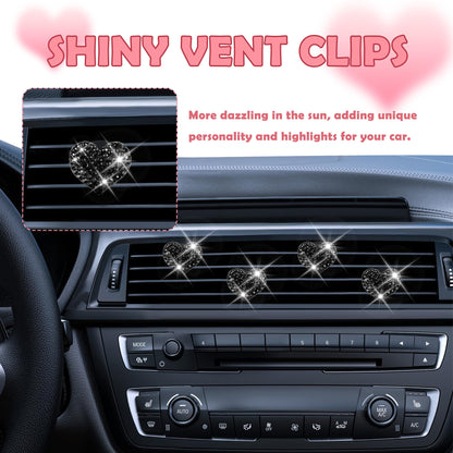 Heart-Shaped Rhinestone Car Vent Clips
