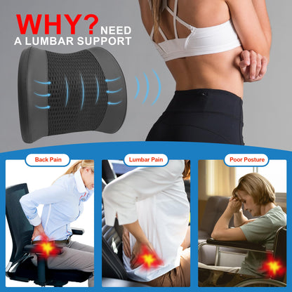 Memory Foam Lumbar Support Pillow for Car & Office
