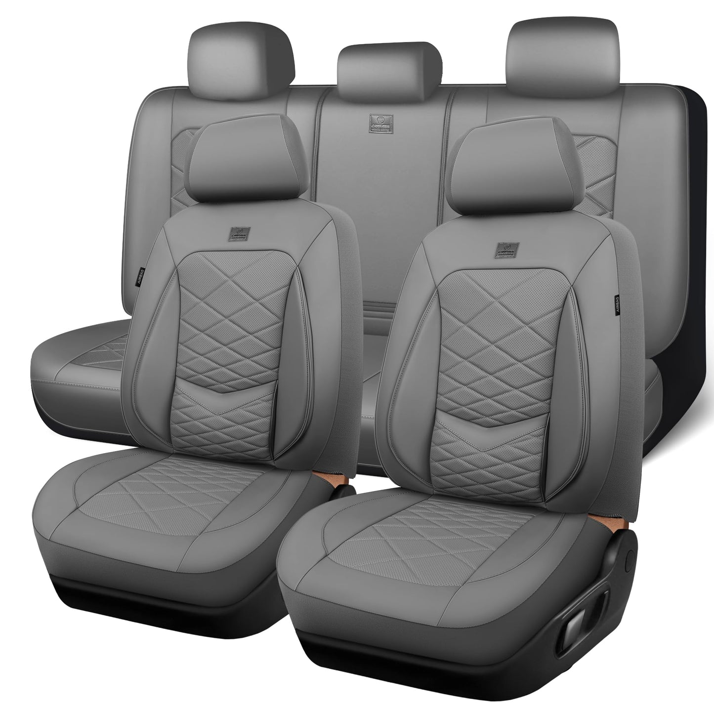 CAR PASS Luxury Nappa Leather Seat Covers with Lumbar Support