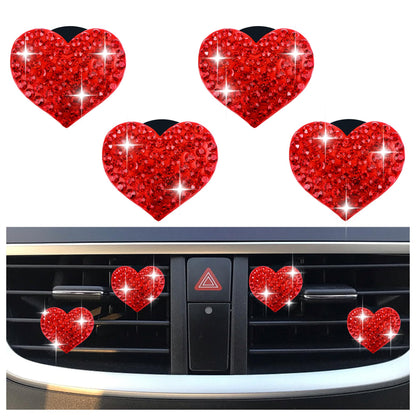 Heart-Shaped Rhinestone Car Vent Clips