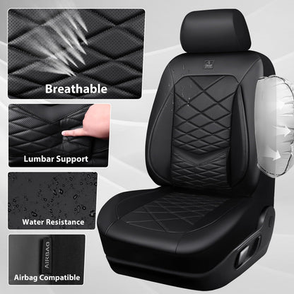 CAR PASS Luxury Nappa Leather Seat Covers with Lumbar Support