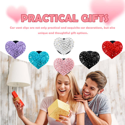 Heart-Shaped Rhinestone Car Vent Clips