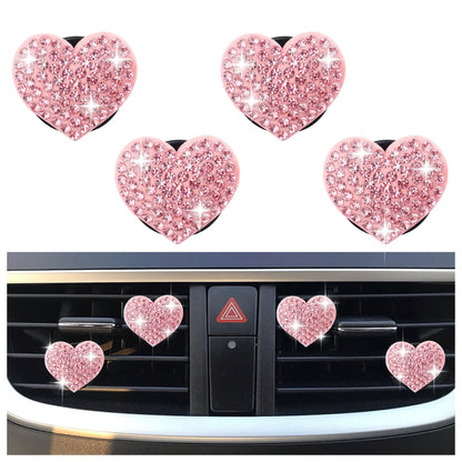 Heart-Shaped Rhinestone Car Vent Clips