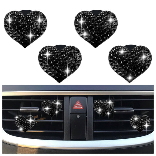 Heart-Shaped Rhinestone Car Vent Clips