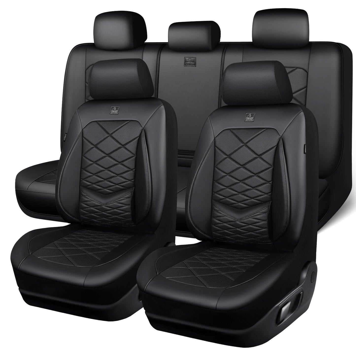 CAR PASS Luxury Nappa Leather Seat Covers with Lumbar Support