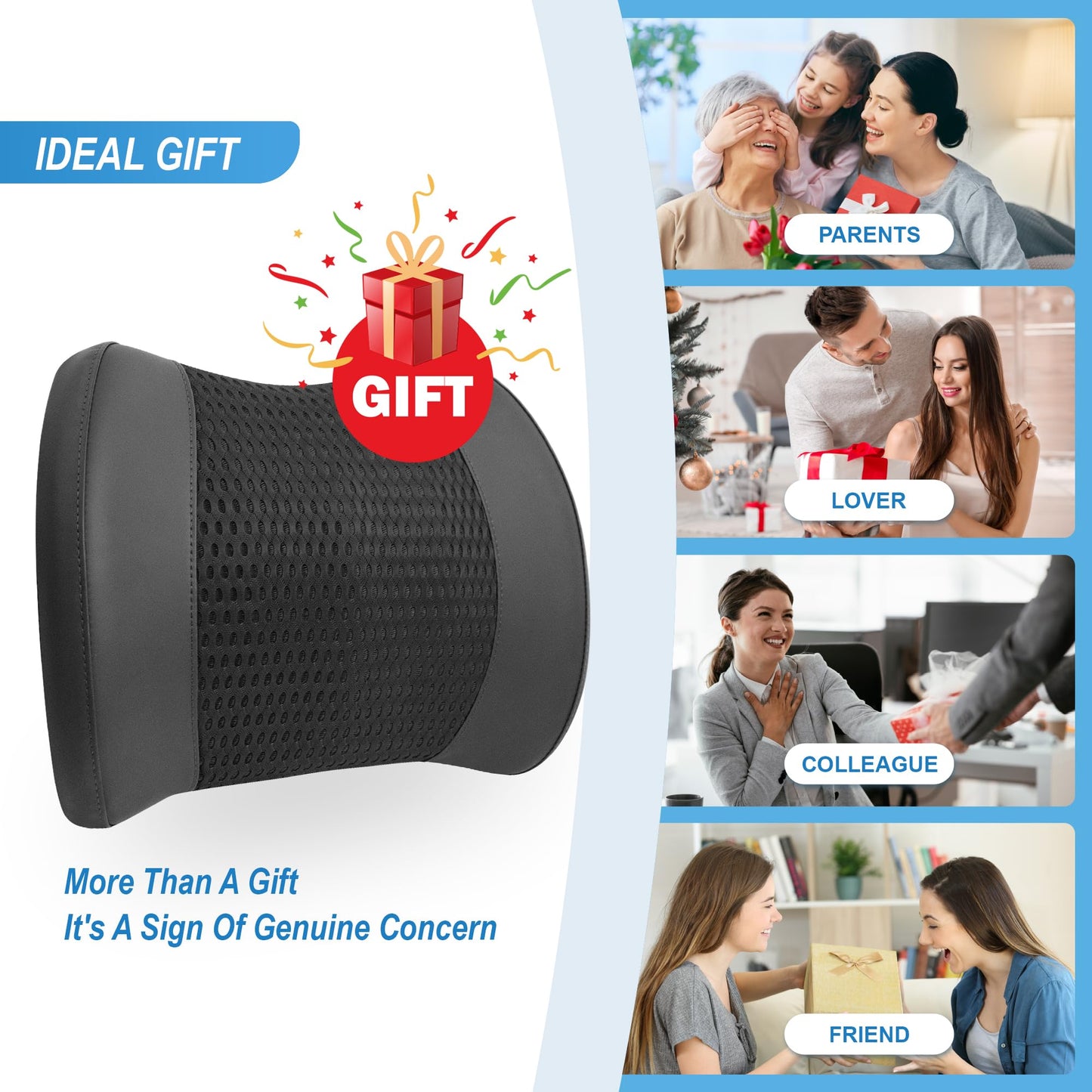 Memory Foam Lumbar Support Pillow for Car & Office