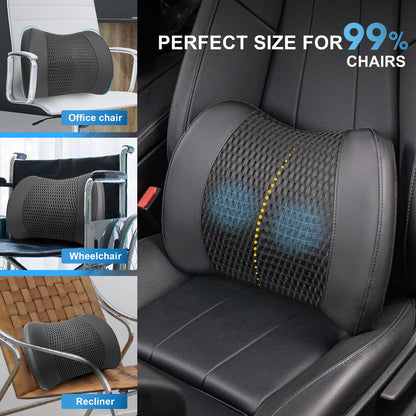 Memory Foam Lumbar Support Pillow for Car & Office